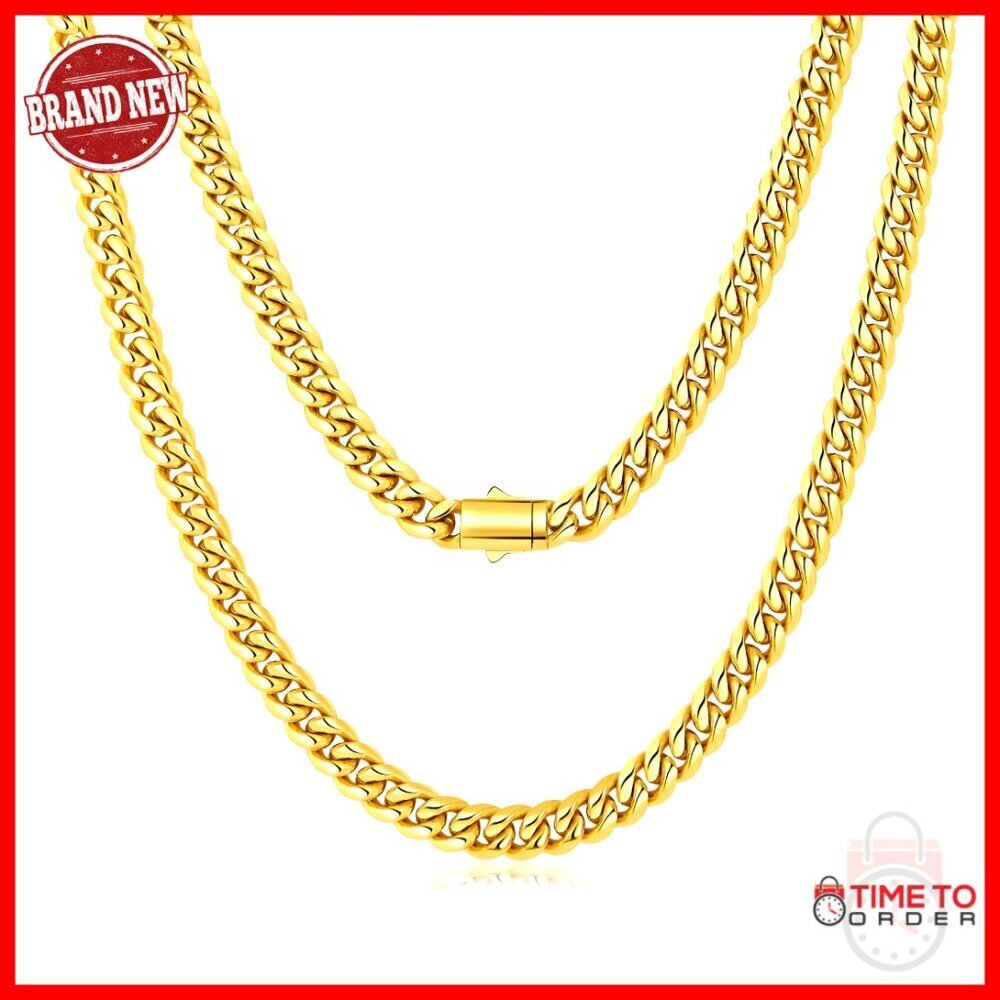 8mm Cuban Link Chain 316L Stainless Steel Necklace 20/22/24 Inches